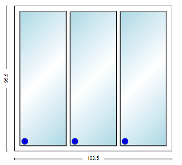 MI V3000 Series 9'0" X 8'0" Vinyl 3 Panel Sliding/Gliding Clear Dual Pane HP Low-E Argon Tempered Glass Knocked Down Patio Door 1617 Grilles/Screen Optional