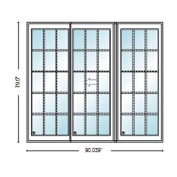 PELLA Lifestyle Series Contemporary 3 Panel OXO 90" X 79.5" Advanced Low-E Insulating Tempered Argon Fill Glass Assembled Sliding/Gliding Patio Door Grilles/Screen Options