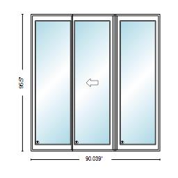 PELLA Lifestyle Series Contemporary 3 Panel OXO 90" X 95.5" Advanced Low-E Insulating Tempered Argon Fill Glass Assembled Sliding/Gliding Patio Door Grilles/Screen Options