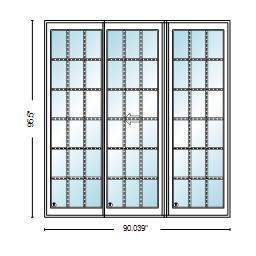 PELLA Lifestyle Series Contemporary 3 Panel OXO 90" X 95.5" Advanced Low-E Insulating Tempered Argon Fill Glass Assembled Sliding/Gliding Patio Door Grilles/Screen Options