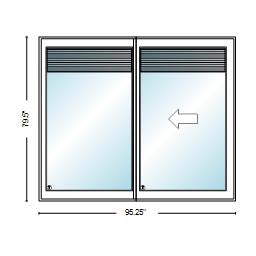 PELLA 95.25" X 79.5" Lifestyle Series Contemporary 2 Panel Hinged Glass With Manual Blinds/Shades Advanced Low-E Insulating Tempered Argon Fill Glass Assembled Sliding/Gliding Patio Door Screen Option