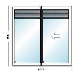 PELLA 95.25" X 95.5" Lifestyle Series Contemporary 2 Panel Hinged Glass With Manual Blinds/Shades Advanced Low-E Insulating Tempered Argon Fill Glass Assembled Sliding/Gliding Patio Door Screen Option