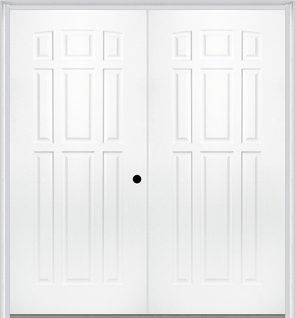 MMI TWIN/DOUBLE 9 PANEL 6'0" X 6'8" FIBERGLASS SMOOTH EXTERIOR PREHUNG DOOR 158