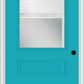 MMI 1/2 Lite Horizontal 2 Panel Raise/Lower Blinds 3'0" X 6'8" Fiberglass Smooth Clear Glass Exterior Prehung Door 631 RLB
