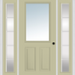 MMI 1/2 Lite 2 Panel 3'0" X 6'8" Fiberglass Smooth Exterior Prehung Door With 2 Full Lite SDL Grilles Glass Sidelights 122