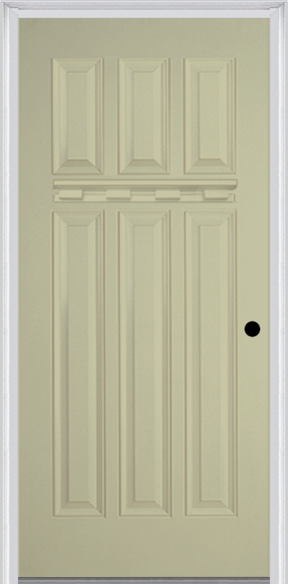 MMI Craftsman 6 Panel With Shelf 3'0" X 6'8" Fiberglass Smooth Exterior Prehung Door 400