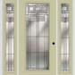 MMI Full Lite 6'8" Fiberglass Smooth Oak Park Patina Exterior Prehung Door With 2 Full Lite Oak Park Patina Decorative Glass Sidelights 686