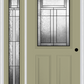 MMI 1/2 LITE 2 PANEL 6'8" FIBERGLASS SMOOTH ROYAL PATINA EXTERIOR PREHUNG DOOR WITH 1 FULL LITE ROYAL PATINA DECORATIVE GLASS SIDELIGHT 684