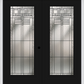 MMI Twin/Double Full Lite 6'8" Fiberglass Smooth Oak Park Patina Decorative Glass Exterior Prehung Door 686