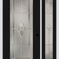 MMI Full Lite 3'0" X 6'8" Fiberglass Smooth Nouveau Nickel Or Nouveau Patina Exterior Prehung Door With 1 Full Lite Nouveau Brass, Nickel, Or Patina Decorative Glass Sidelight 686