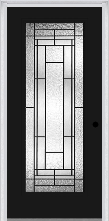 MMI Full Lite 6'8" Fiberglass Smooth Pembrook Patina Decorative Glass Exterior Prehung Door 686