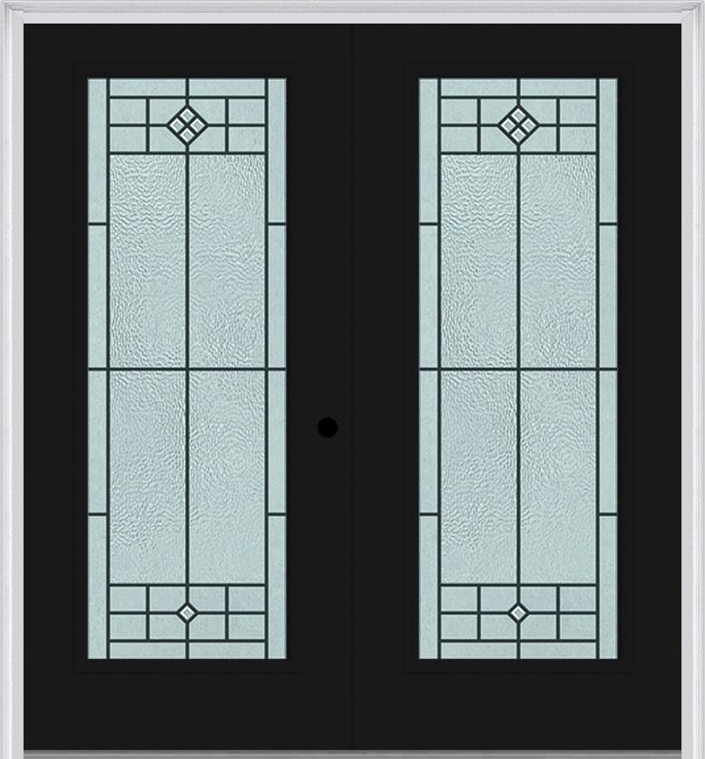 MMI TWIN/DOUBLE FULL LITE 6'8" FIBERGLASS SMOOTH BEAUFORT PATINA DECORATIVE GLASS EXTERIOR PREHUNG DOOR 686