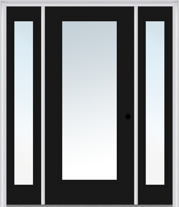 MMI Full Lite 3'0" X 6'8" Fiberglass Smooth Exterior Prehung Door With 2 Full Lite Clear Glass Sidelights 59