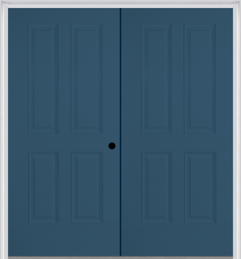 MMI TWIN/DOUBLE TRUE 4 PANEL 6'8" FIBERGLASS SMOOTH EXTERIOR PREHUNG DOOR 40