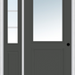 MMI 1/2 LITE 1 PANEL 3'0" X 6'8" FIBERGLASS SMOOTH EXTERIOR PREHUNG DOOR WITH 1 HALF LITE SDL GRILLES GLASS SIDELIGHT 682