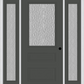MMI 1/2 Lite Horizontal 2 Panel 3'0" X 6'8" Fiberglass Smooth Textured/Privacy Glass Exterior Prehung Door With 2 Full Lite Textured/Privacy Glass Sidelights 631