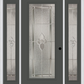 MMI Full Lite 6'8" Fiberglass Smooth Nouveau Nickel Or Nouveau Patina Exterior Prehung Door With 2 Full Lite Nouveau Brass, Nickel, Or Patina Decorative Glass Sidelights 686