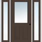 MMI 1/2 Lite 2 Panel 3'0" X 6'8" Fiberglass Smooth Exterior Prehung Door With 2 Full Lite Clear Glass Sidelights 122