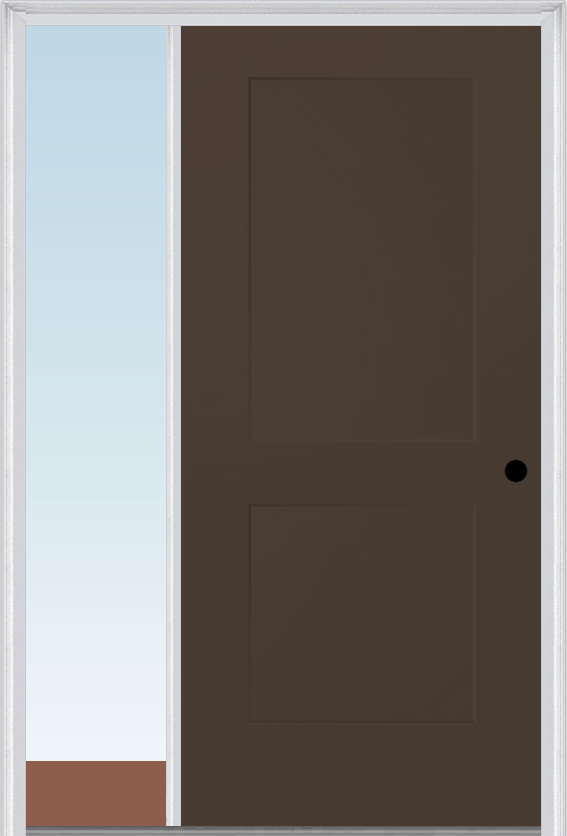 MMI 2 Panel 3'0" X 6'8" Fiberglass Smooth Exterior Prehung Door With 1 Direct Set Sidelight 110