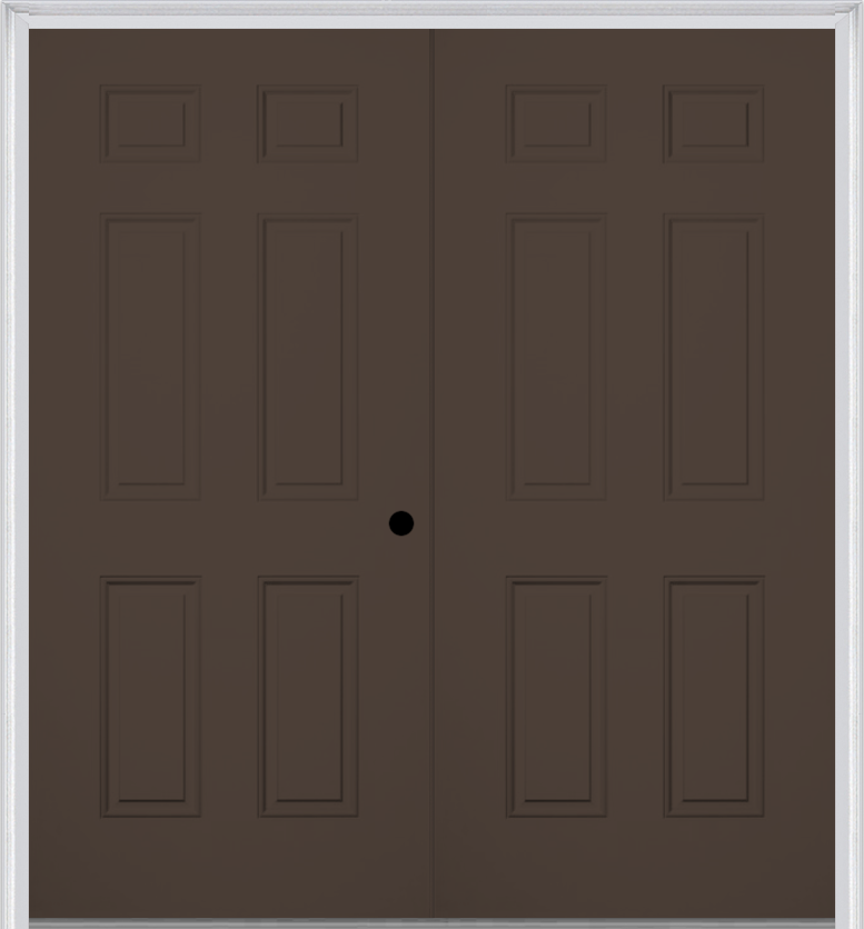 MMI TWIN/DOUBLE 6 PANEL 6'8" FIBERGLASS SMOOTH EXTERIOR PREHUNG DOOR 21