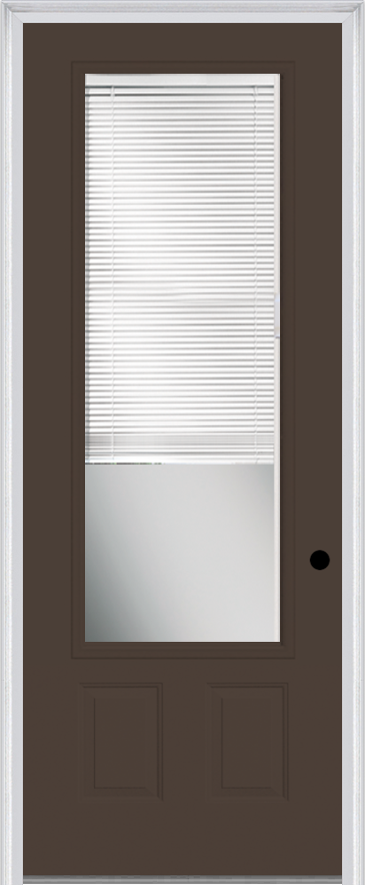 MMI 3/4 Lite 2 Panel 3'0" X 8'0" Raise/Lower Blinds Fiberglass Smooth Clear Glass White Grilles Between Glass Finger Jointed Primed Exterior Prehung Door 759 RLB GBG