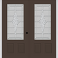 MMI TWIN/DOUBLE 3/4 LITE 2 PANEL 6'0" X 6'8" FIBERGLASS SMOOTH GRACE NICKEL OR GRACE PATINA DECORATIVE GLASS EXTERIOR PREHUNG DOOR 607