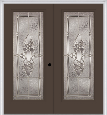 MMI Twin/Double Full Lite 6'8" Fiberglass Smooth Heirlooms Brass Or Heirlooms Satin Nickel Decorative Glass Exterior Prehung Door 686