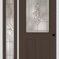 MMI 1/2 Lite 2 Panel 6'8" Fiberglass Smooth Heirlooms Brass Or Heirlooms Satin Nickel Exterior Prehung Door With 1 Full Lite Heirlooms Brass/Satin Nickel Decorative Glass Sidelight 684