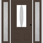 MMI SMALL OVAL 2 PANEL 3'0" X 6'8" RAIN LOW-E FIBERGLASS SMOOTH EXTERIOR PREHUNG DOOR WITH 2 FULL LITE RAIN LOW-E GLASS SIDELIGHTS 949