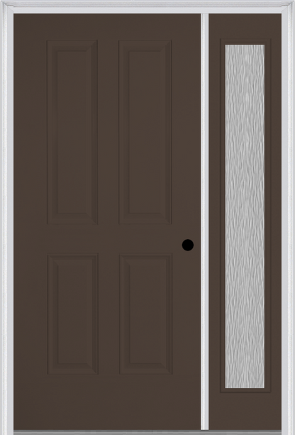 MMI TRUE 4 PANEL 3'0" X 6'8" FIBERGLASS SMOOTH EXTERIOR PREHUNG DOOR WITH 1 FULL LITE CLEAR OR PRIVACY/TEXTURED GLASS SIDELIGHT 40