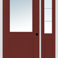 MMI 1/2 LITE 1 PANEL 3'0" X 6'8" FIBERGLASS SMOOTH EXTERIOR PREHUNG DOOR WITH 1 HALF LITE SDL GRILLES GLASS SIDELIGHT 682