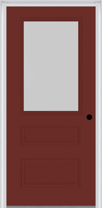 MMI 1/2 Lite Horizontal 2 Panel 3'0" X 6'8" Fiberglass Smooth Textured/Privacy Glass Exterior Prehung Door 631