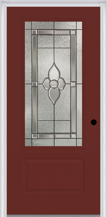 MMI 3/4 Lite 1 Panel 3'0" X 6'8" Fiberglass Smooth Nouveau Brass, Nouveau Nickel, Or Nouveau Patina Decorative Glass Exterior Prehung Door 608