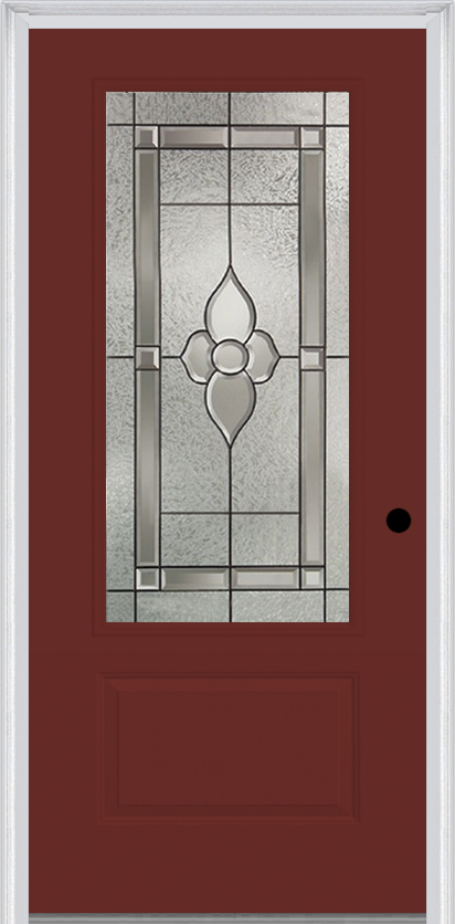 MMI 3/4 Lite 1 Panel 3'0" X 6'8" Fiberglass Smooth Nouveau Nickel Or Nouveau Patina Decorative Glass Exterior Prehung Door 608