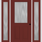 MMI 1/2 Lite 2 Panel 3'0" X 6'8" Textured/Privacy Fiberglass Smooth Exterior Prehung Door With 2 Full Lite Textured/Privacy Glass Sidelights 684