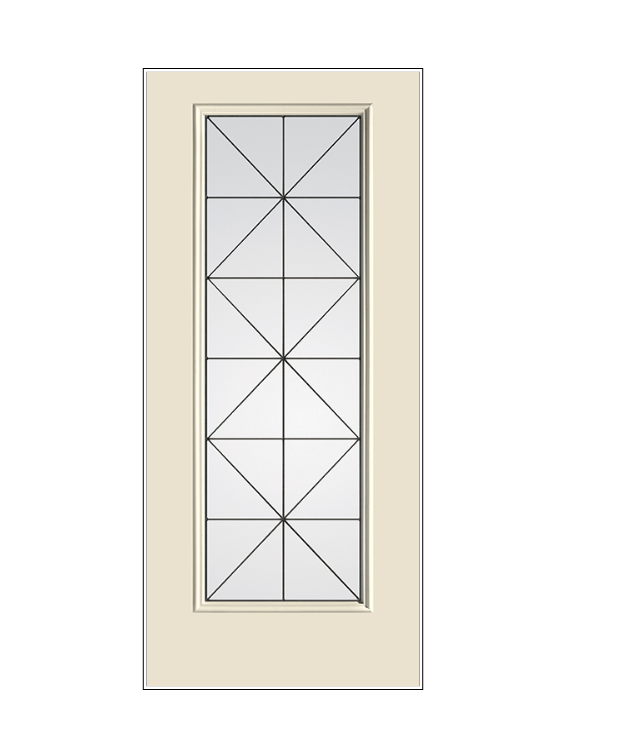 THERMATRU Full Lite 6'8" Or 8'0" Smooth Star Fiberglass Calix Decorative Glass Exterior Prehung Door S2389/S82389 A, C, Or D