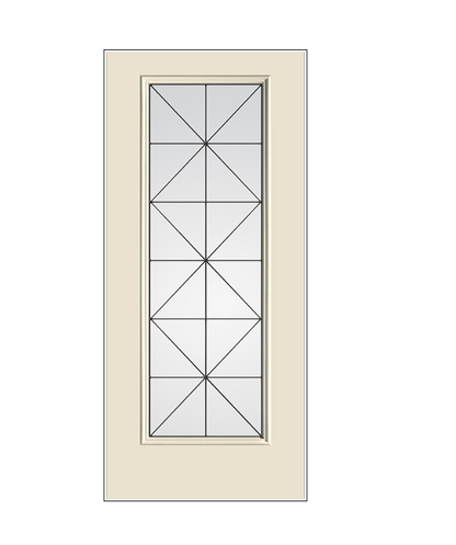 THERMATRU Full Lite 6'8" Or 8'0" Smooth Star Fiberglass Calix Decorative Glass Exterior Prehung Door S2389/S82389 A, C, Or D