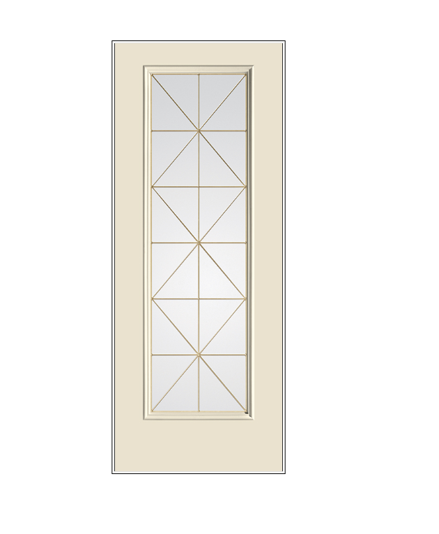 THERMATRU Full Lite 6'8" Or 8'0" Smooth Star Fiberglass Calix Decorative Glass Exterior Prehung Door S2389/S82389 A, C, Or D