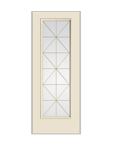 THERMATRU Full Lite 6'8" Or 8'0" Smooth Star Fiberglass Calix Decorative Glass Exterior Prehung Door S2389/S82389 A, C, Or D