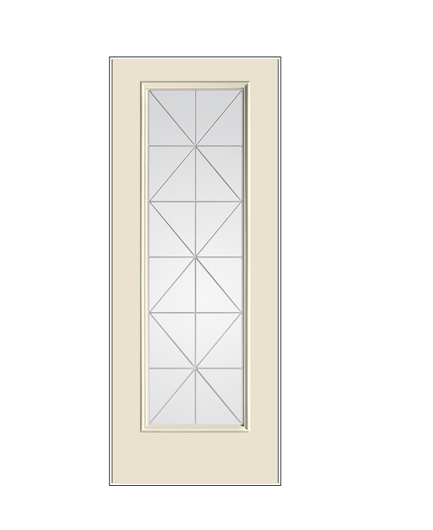 THERMATRU Full Lite 6'8" Or 8'0" Smooth Star Fiberglass Calix Decorative Glass Exterior Prehung Door S2389/S82389 A, C, Or D