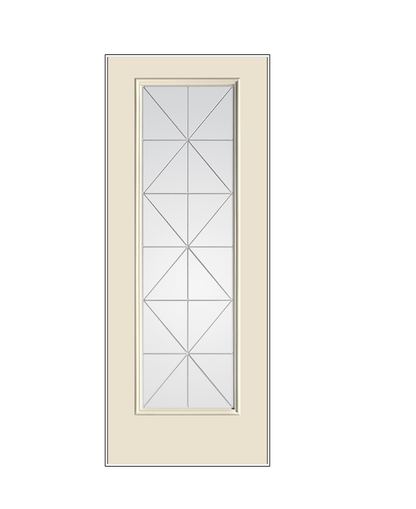 THERMATRU Full Lite 6'8" Or 8'0" Smooth Star Fiberglass Calix Decorative Glass Exterior Prehung Door S2389/S82389 A, C, Or D