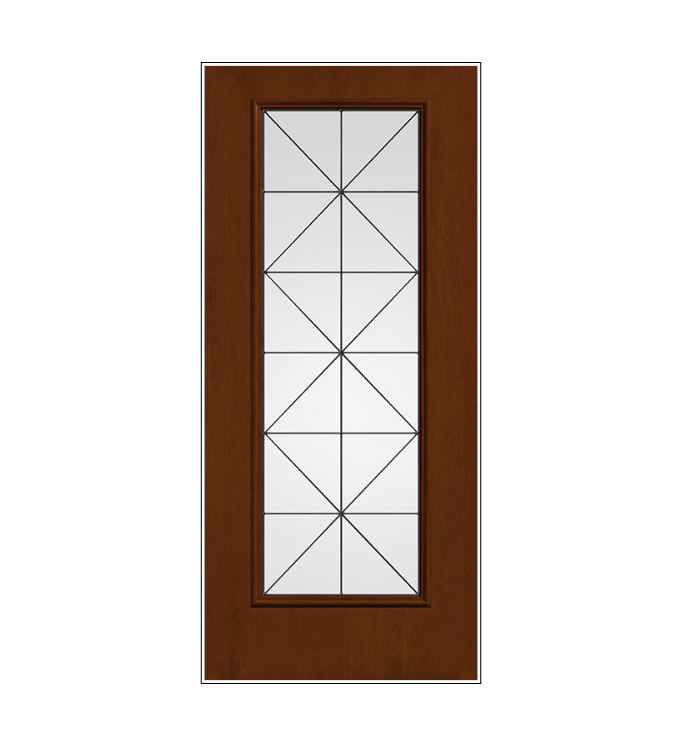 THERMATRU Full Lite 6'8" Or 8'0" Fiber Classic Fiberglass Calix Decorative Glass Exterior Prehung Door Fcm2389/Fcm82389 A, C, Or D