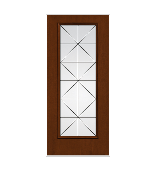 THERMATRU Full Lite 6'8" Or 8'0" Fiber Classic Fiberglass Calix Decorative Glass Exterior Prehung Door Fcm2389/Fcm82389 A, C, Or D