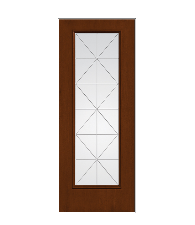 THERMATRU Full Lite 6'8" Or 8'0" Fiber Classic Fiberglass Calix Decorative Glass Exterior Prehung Door Fcm2389/Fcm82389 A, C, Or D