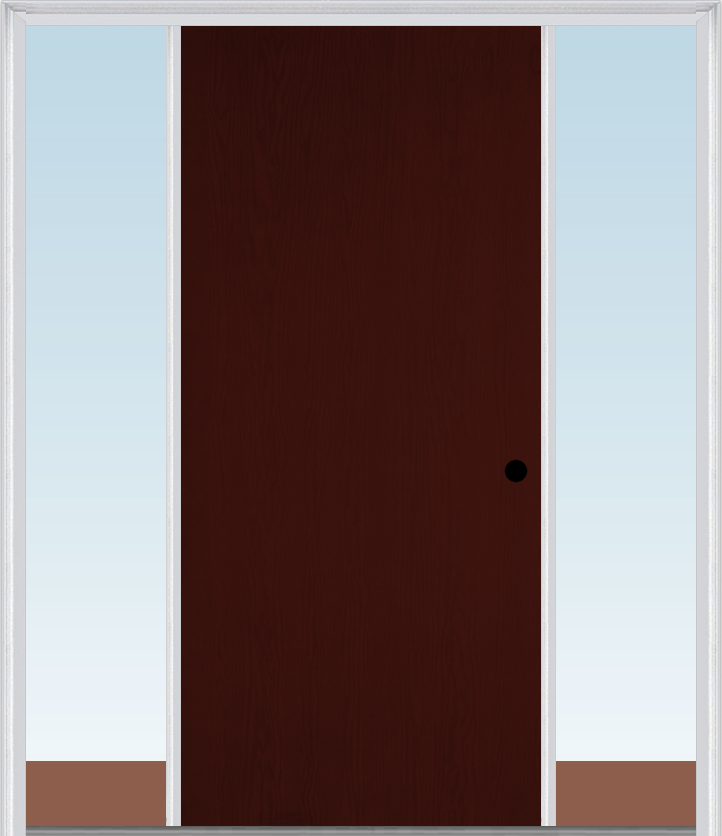 MMI Flush 3'0" X 6'8" Fiberglass Oak Finger Jointed Primed Exterior Prehung Door With 2 Direct Set Sidelights
