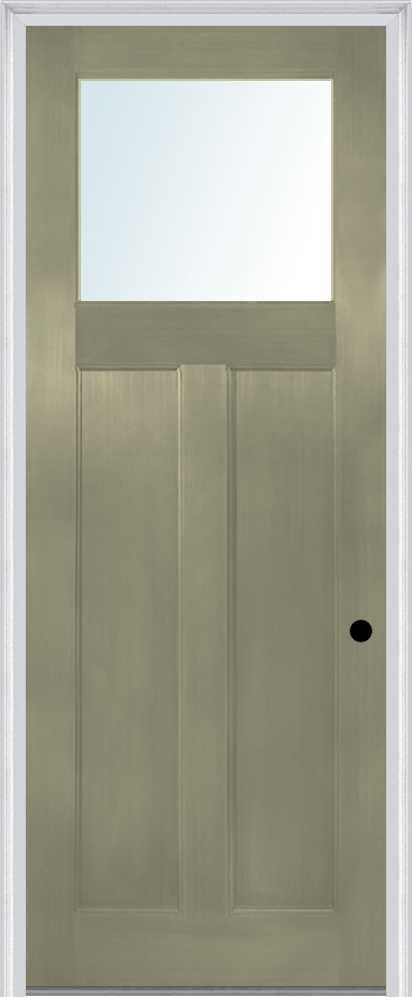 MMI Craftsman 2 Panel Flush Glazed 3'0" X 8'0" Fiberglass Fir Clear Glass Finger Jointed Primed Exterior Prehung Door 801,803, Or 806