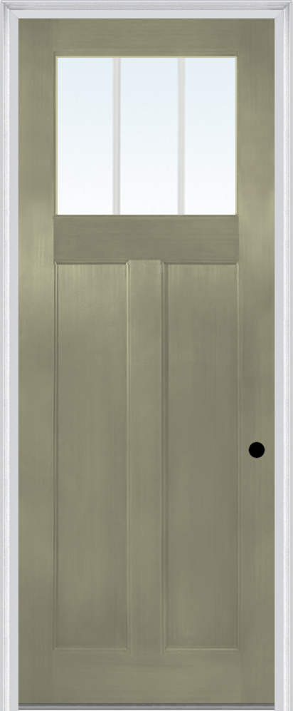 MMI Craftsman 2 Panel Flush Glazed 3'0" X 8'0" Fiberglass Fir Clear Glass Finger Jointed Primed Exterior Prehung Door 801,803, Or 806