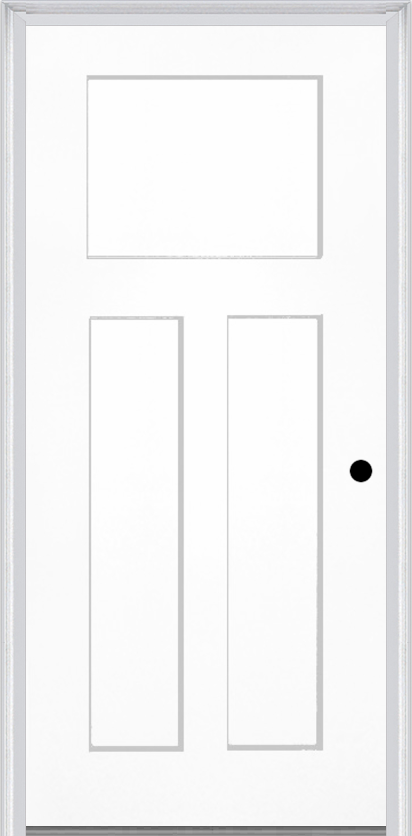 MMI Craftsman 3 Panel Shaker 6'8" Fiberglass Smooth Exterior Prehung Door 30