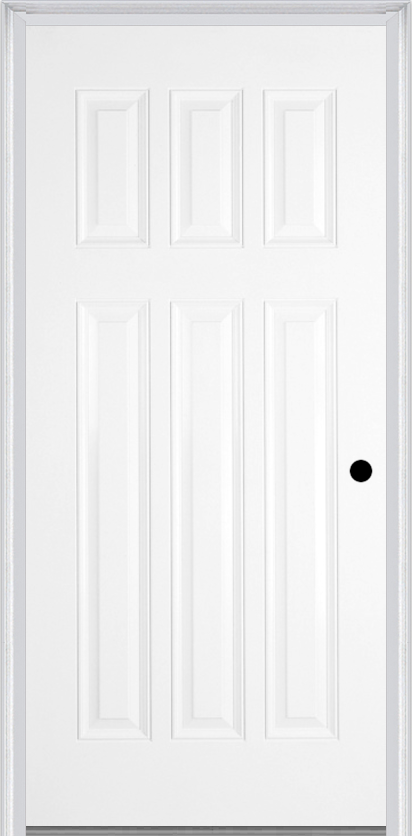 MMI Craftsman 6 Panel 3'0" X 6'8" Fiberglass Smooth Exterior Prehung Door 400