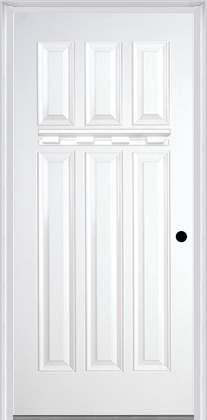 MMI Craftsman 6 Panel With Shelf 3'0" X 6'8" Fiberglass Smooth Exterior Prehung Door 400